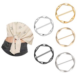 5PCS large Silk Scarf Ring Clip T-shirt Tie Clips for Women scarf rings and slides Fashion Metal Circle Buckles for Women's Clothing shirt clips Versatile Clothing Wrap Holders with Round Circle