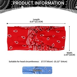 JewelryWe 6 Pack Boho Headband: Fashion Elastic Wide Headbands Multicolor Print Band Knoted Turban Sport Wrap Yoga Fitness Head Bands Hair Accessories for Women