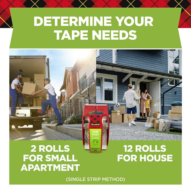 Scotch Brand Sure Start Shipping Packaging Tape with Dispenser, 2