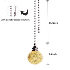 SUR-CIEL 2PCS Ceiling Fan Pulls, Extension with 21 Inches Gold Beaded Pull Chain