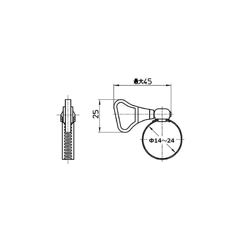 SANEI PD118-SS Hose Band, Stainless Steel, Hand Tightened, Hose Outer