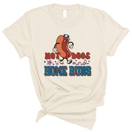 Hot Dogs and Home Runs Baseball Shirt Unisex Small Natural