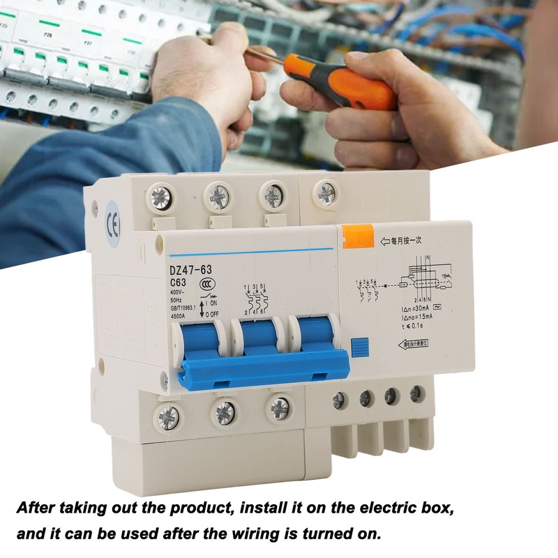 Circuit Breaker 3P and N MCB DIN Rail Mount 4500A