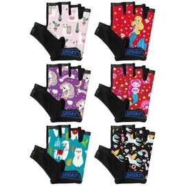 Fourluoo Kids Bike Gloves Fingerless Gymnastics Monkey Bar Workout Golf Gloves for Girls Cycling Exercise(8-12 Years)