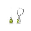 Sterling Silver Peridot 7x5mm Teardrop Bezel-Set Dainty Dangle Leverback Earrings