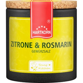 Lemon & Rosemary Spice Salt - 55 g in the Young Kitchen Cardboard Wrap Box with Cork Lid by Hartkorn - Resealable and Refillable