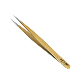 Tweezers for Eyelash Extension Hand Crafted Surgical Stainless Steel Metallic Gold Powder Coated (Supper Straight Tip.)