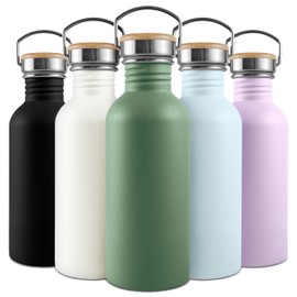 Bambaw Reusable Water Bottle 16 oz, Green Water Bottle Metal, Non-insulated Single Wall Stainless Steel Bottle, BPA Free Water Bottle Small, Metal Water Bottle for School – Sage Green
