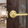 Gaurqiah Brushed Gold Passage Door Handle, Round Design Non-Locking Door