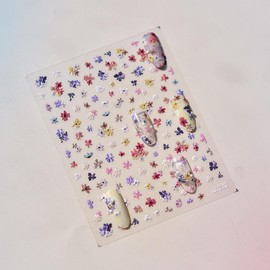 Flower Nail Stickers Colorful Plant Nail Decals Floral Nail Decals with Design 5D Embossed Self Adhesive Spring Summer Nail Charms for Women Girls Kid Manicure Supply Decoration Accessories