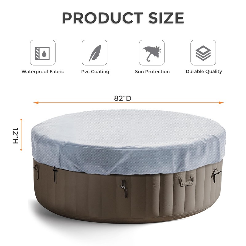 Round Hot Tub Cover 420D Polyester Waterproof Spa Covers for