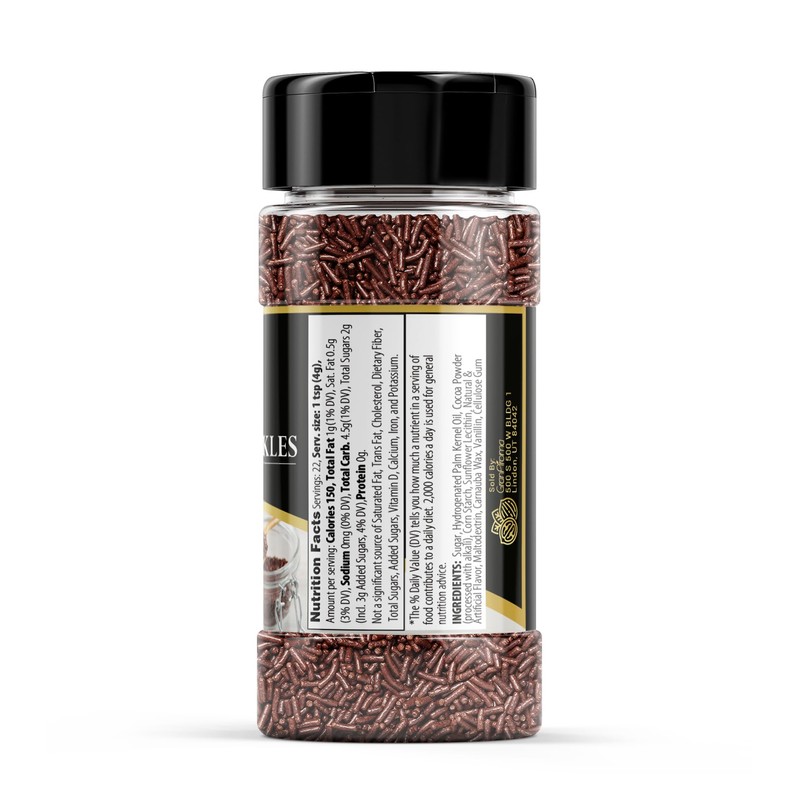 GranAroma Chocolate Sprinkles, 3.2 oz, Decorative, Cakes & Cupcakes