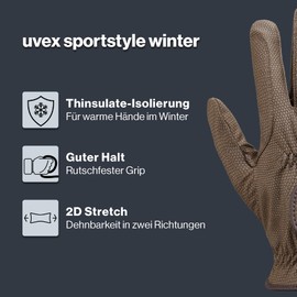 Uvex Riding Helmet Uvex Sportstyle Winter Riding Gloves Brown brown Size:9.5