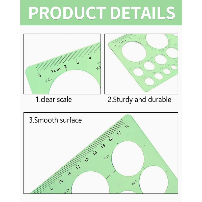 BPTRKOM Set of 3 Circle Stencils for Drawing - Clear