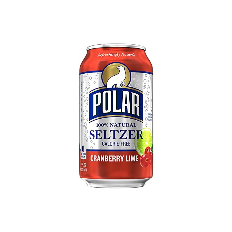 Polar Seltzer Water Cranberry Lime, 12 fl oz cans, 12