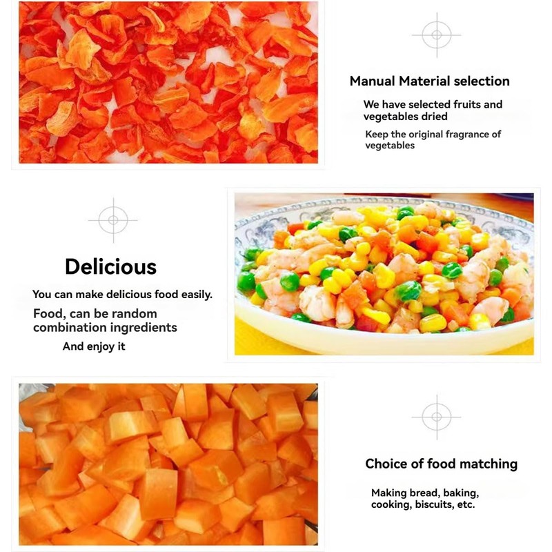 Diced carrots 250g/8.81OZ,Dehydrated Carrot Cubes Carrot,dried vegetables.