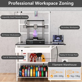 YOHKOH Heavy-Duty 3D Printer Stand, 3D Printer Cabinet with 41.5"x23.6" Large Desktop, Foldable Sideboard for Home/Studio/Office