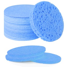 Facial Sponges Compressed Natural Cellulose Sponge Spunspon Round Shape Face Sponge for Face Cleansing Exfoliating and Makeup Removal 50 Count / 1 - Pack, Blue