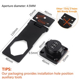 Plowatxi Bifold Double Door Locks - 3 Digit Combination, 90/180 Security Slide Closet Cabinet Door Locks Black 2PCS