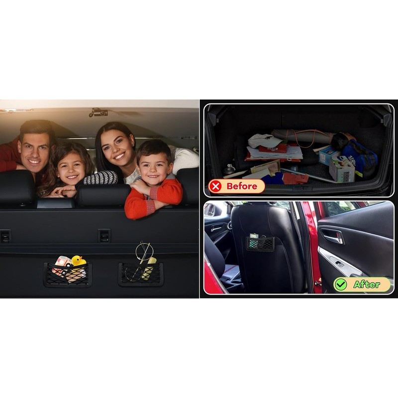 Framed Mesh Net Holder Car Organizer, Seat Side Back Netting