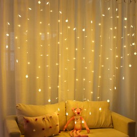 Heart Shape Curtain Lights Waterproof Twinkle String Lights Home Decor Lights for Wedding Valentine TV Backdrop Decoration