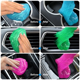 Car Cleaning Gels 4-Pack, Car Cleaning Putty Universal Auto Detailing Tools Car Interior Cleaner, Dust Cleaning Slime, Car Accessories for Car Vents & Keyboards, Clean Supplies– 320g (2.8oz/pcs)