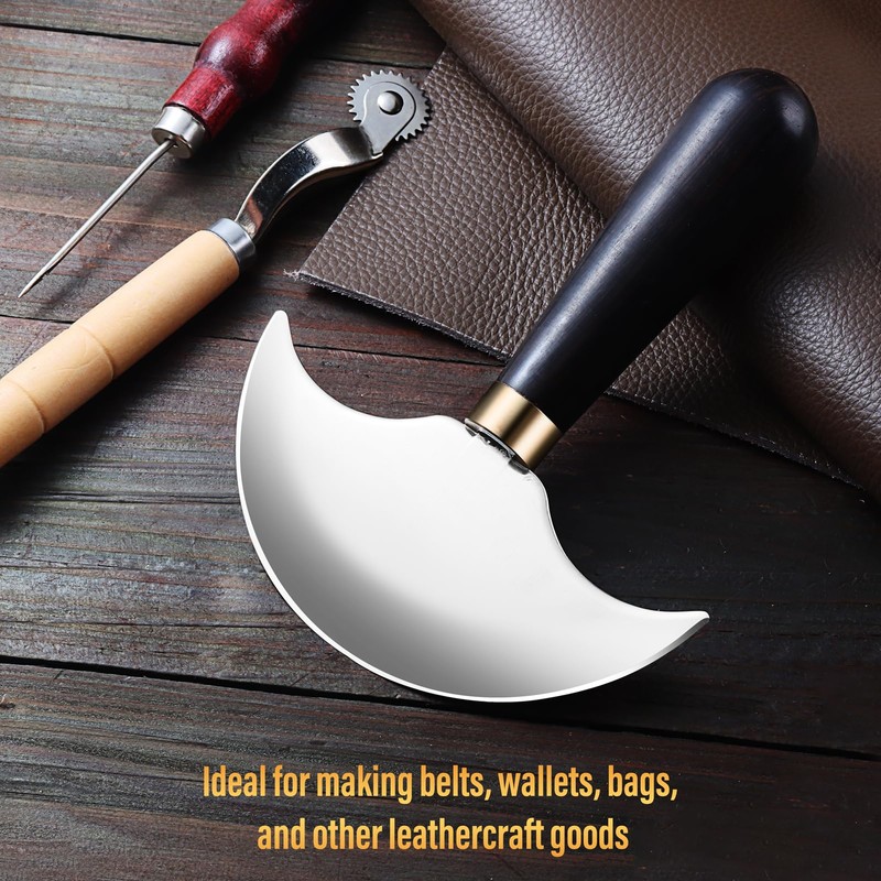 Coowolf Leather Knife with Wooden Handle, Leather Working Tools for