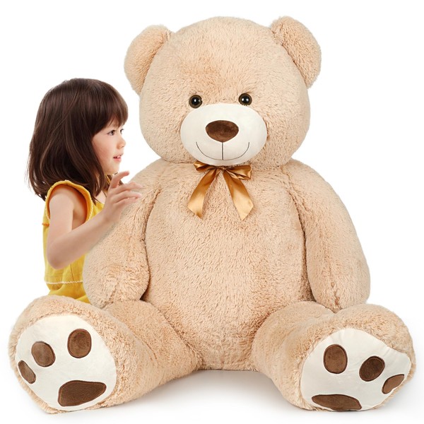 MorisMos Giant Teddy Bear Stuffed Animal, 51 Inches Teddy Bear Plush Toy for Girlfriend, Soft Lifesize Teddy Bear Stuffed Animal for Babyshower, Cute Large Stuffed Animal for Girl Boy Kid Baby, Brown