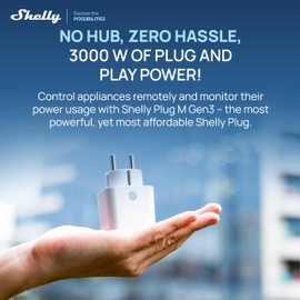 Shelly Plug M Gen3 White - WLAN & Matte Smart Socket, Power Measurement, 13 A, 3000 W, Timer Switch, Plug, Smart Home Plug, Alexa & Google, Apple HomeKit, No Hub Required (Pack of 2)