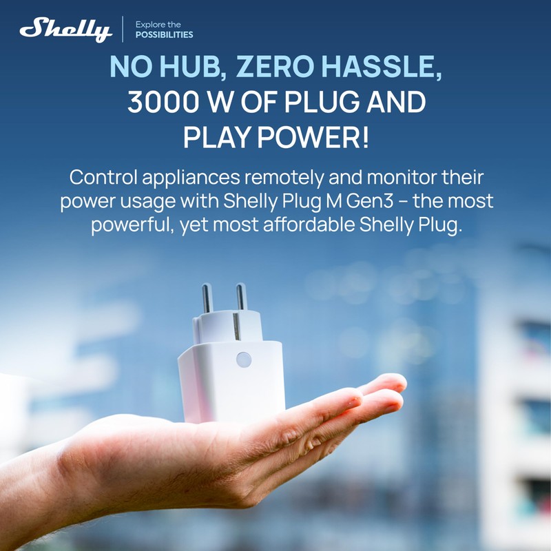 Shelly Plug M Gen3 White - WLAN & Matte Smart