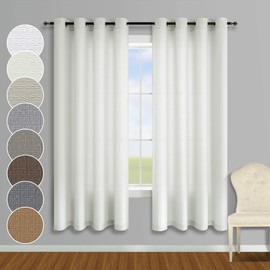 KOUFALL Cream Curtains 72 Inch Length for Bedroom 2 Panel Set Semi Sheer 50% Black Out Farmhouse Blackout Curtains for Living Room Window Ivory Off White