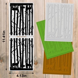 Hying Reindeer Plastic Embossing Folders for Card Making, 3D Textured Forest Embossing Folder DIY Craft Template Elk Trees Folders for Scrapbooking Photo Album Supplies