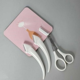 Eyebrow Grooming 3-Piece Set White Eyebrow Trimming Scissors 2ea