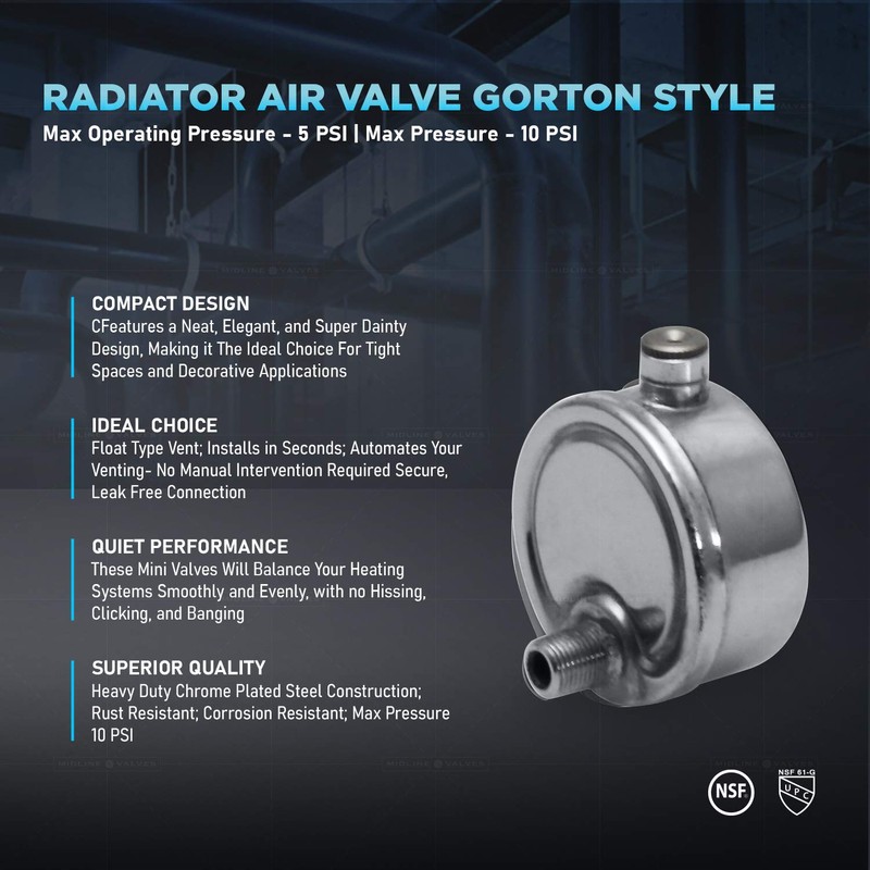 Midline Valve HBW-4B18-5 Steam Air Vent #4 Heat Regulator Valve;