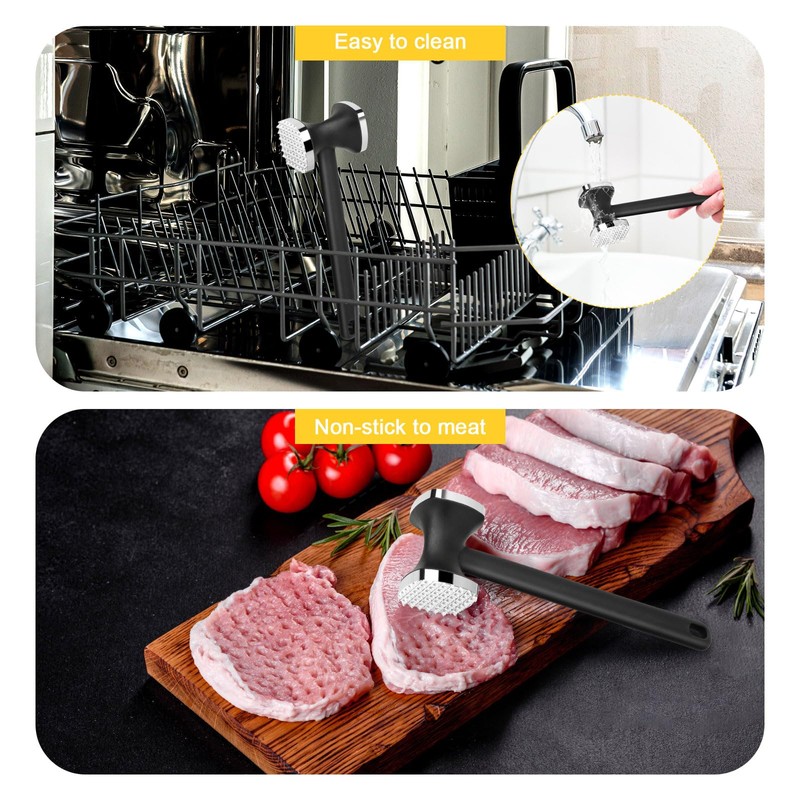 Meat Tenderiser, Double-Sided Non-Stick Stainless Steel Cutlet Tenderiser, Meat Hammer