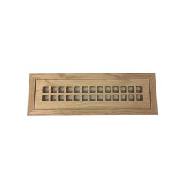 2 Inch x 12 Inch Red Oak Hardwood Vent Floor Register Flush Mount with Frame, Eggcrate Style, Unfinished