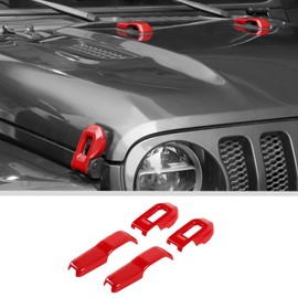 JWWY Hood Latches Decor Hood Hinge Cover Trim Fit for 2018-2024+ Jeep Wrangler JL JLU Sports Sahara Freedom Rubicon Unlimited Gladiator JT Exterior Accessories 4pcs Red