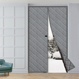 RELIANCER Magnetic Thermal Insulated Door Curtain,Waterproof Oxford Cloth Door Cover,Fits 32"x96" Doors,Cotton Fiberfill Doorway Curtains,Winter Insulated Doors Net Screen,Windproof Doorway Blanket