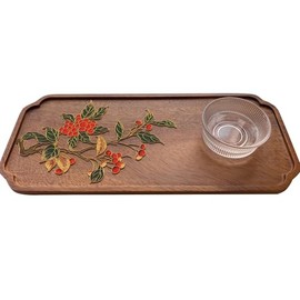 DIY Filigree Enamel Painting, DIY Cloisonne Kit, Decor Your Own Wood Tray, Home Decorative Tray, Pre-Drawn Painting for Adults (Small Red Fruits)