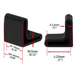 Flyshop Metal Porch Gliders L-Shaped Rubber Angle Iron Foot Pads 4 Pcs 1.2" x 1.2" (30 x 30mm)