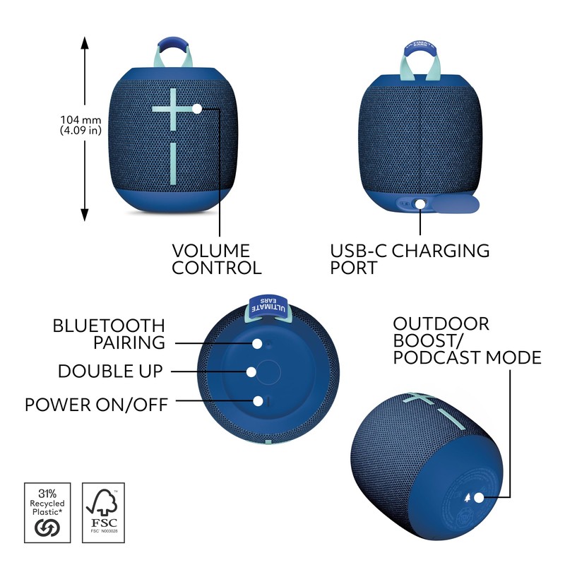 Ultimate Ears WONDERBOOM 4 Outdoor Speakers Bluetooth Waterproof with Big