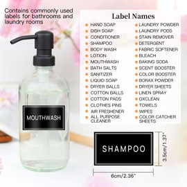 HVSWLY 64 PCS Laundry Labels for Jars,Minimalist Laundry Room and Bathroom Label Stickers,Removable Waterproof Labels for Laundry Containers,Home Storage Organization(Black)