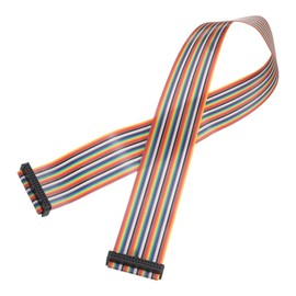 MECCANIXITY IDC Rainbow Wire Flat Ribbon Cable 2.54mm Pitch 34 Pin Connection Line FC Dual Female Black Connector for DIY Experiment 2 Ft Length 1 Pcs
