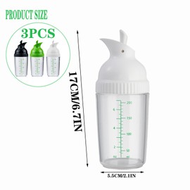 QuZCarious Black, white, and green salad dressing shake bottles, homemade salad dressing bottle mixer measuring device, no drip pouring, soft grip design, free of bisphenol A (200mL each)
