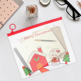 Operitacx 12pcs Christmas Ring Bag Stationery File Bag Office Stationery Bag Zip File Document Folders Zip File Bags Clear Toiletry Bags Christmas Stationery Zip Folders Pen Holder PVC