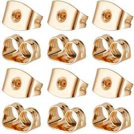 Beebeecraft 1 Box of 100 Butterfly Ear Nuts 18 Carat Gold-Plated Brass Friction Earring Backs for Stud Earrings