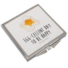 Mr. & Mrs. Panda Handtaschenspiegel quadratisch Spiegelei Ei - Geschenk, Glücklich, silber, Tiere, Gute Laune, Liebe, Schminkspiegel, Tiermotive,