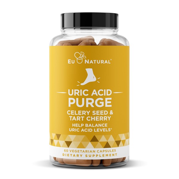 Purge! Uric Acid Flush – Eat & Drink What You Want – Detox and Cleanse with Celery Seed Extract, Tart Cherry & Chanca Piedra for Effective Joint Support & Active Mobility – 60 Soft Vegan Capsules