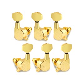 Rubatone Locking Guitar String Tuning Pegs Sealed Guitar Machine Heads Tuners Tuning Keys 3 Left 3 Right for Electric Guitar or Acoustic Guitar Gold.