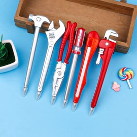 sencoo 6 pack Tool Ballpoint Pens Black Ink Hardware Shape Pen Pipe Wrench Pincer Pliers Art Knife Spanner Hammer Boys Children Gift Brithday Present